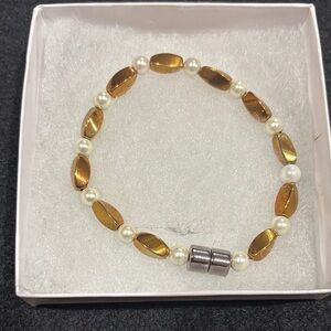 Elegant Handmade All Magnetic Gold and Silver Beaded Bracelet #14